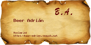 Beer Adrián névjegykártya